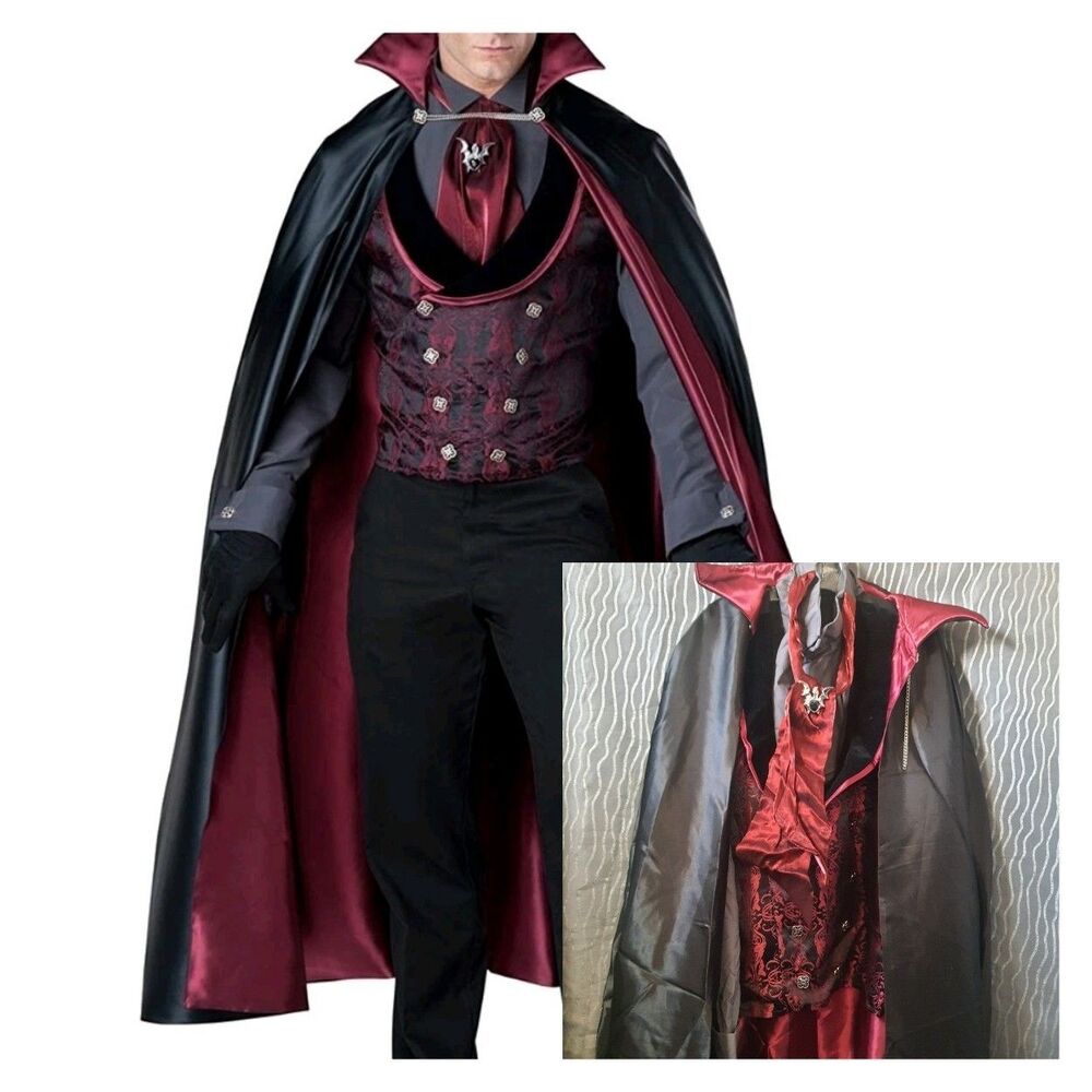 Incharacter Midnight Count Vampire Dracula Men's Costume 2XL+ Cape Gloves